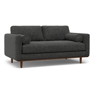 Pemberly Row 72&quotW Modern Loveseat Sofa in Charcoal Gray Woven-Blend Fabric