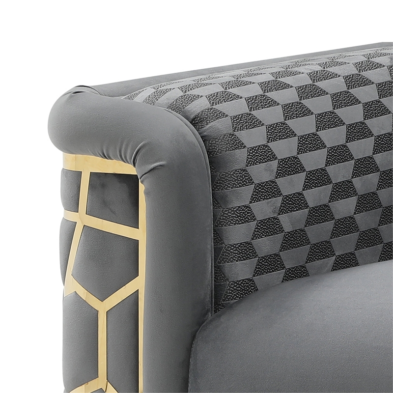 Pemberly Row Modern / Contemporary Velvet Loveseat in Dark Gray