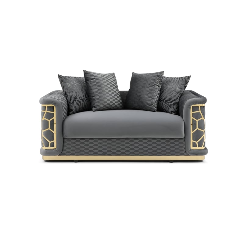Pemberly Row Modern / Contemporary Velvet Loveseat in Dark Gray