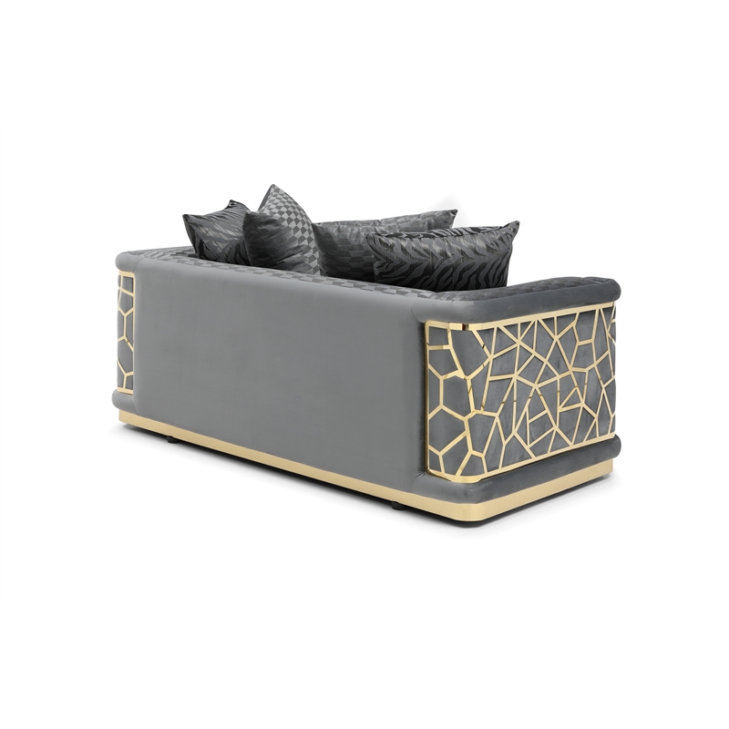 Pemberly Row Modern / Contemporary Velvet Loveseat in Dark Gray