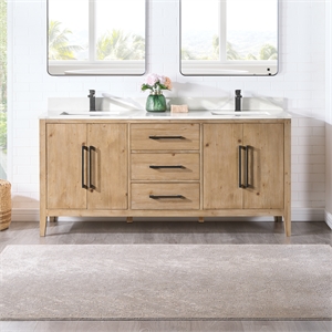 Pemberly Row 72&quot Wood Vanity without Top and Sink in in Brown