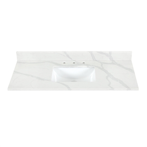 Pemberly Row Contemporary 48&quot Stone Vanity Top in Calacatta White
