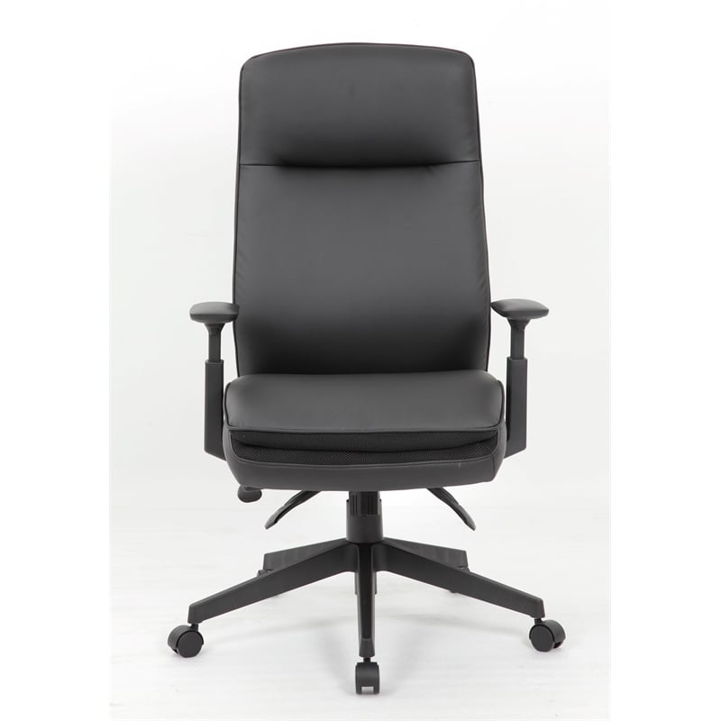 Pemberly Row Contemporary High Back Vinyl Executive Chair in Black