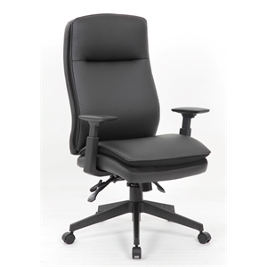 Pemberly Row Contemporary High Back Vinyl Executive Chair in Black