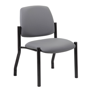 Pemberly Row Armless Vinyl & Steel Guest Chair in Gray/Black