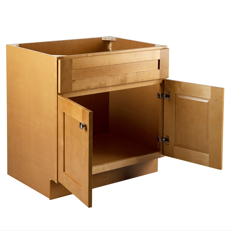 Pemberly Row Vanity Without Top in Modern Birch Fully Assembled