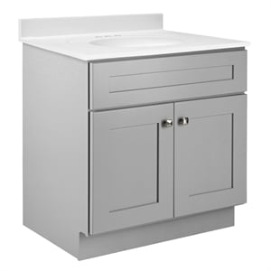 Pemberly Row 30&quot Bathroom Vanity Shaker Wood Fully Assembled in Gray