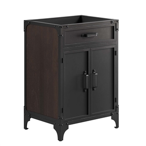 Pemberly Row 24&quot Wood Bathroom Vanity Cabinet in Black/Walnut