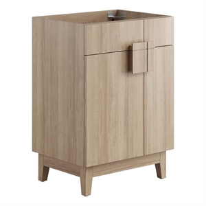 Pemberly Row 24&quot Wood Bathroom Vanity Cabinet with Tapered Legs in Oak