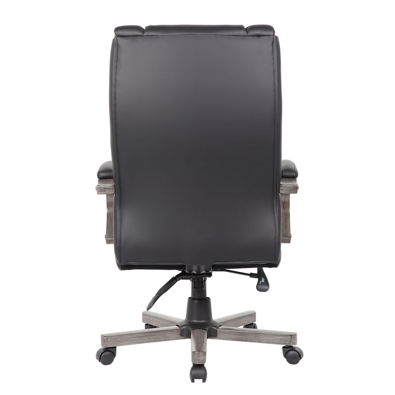 Pemberly Row High Back Executive Chair in Black Upholstery/Gray Wood
