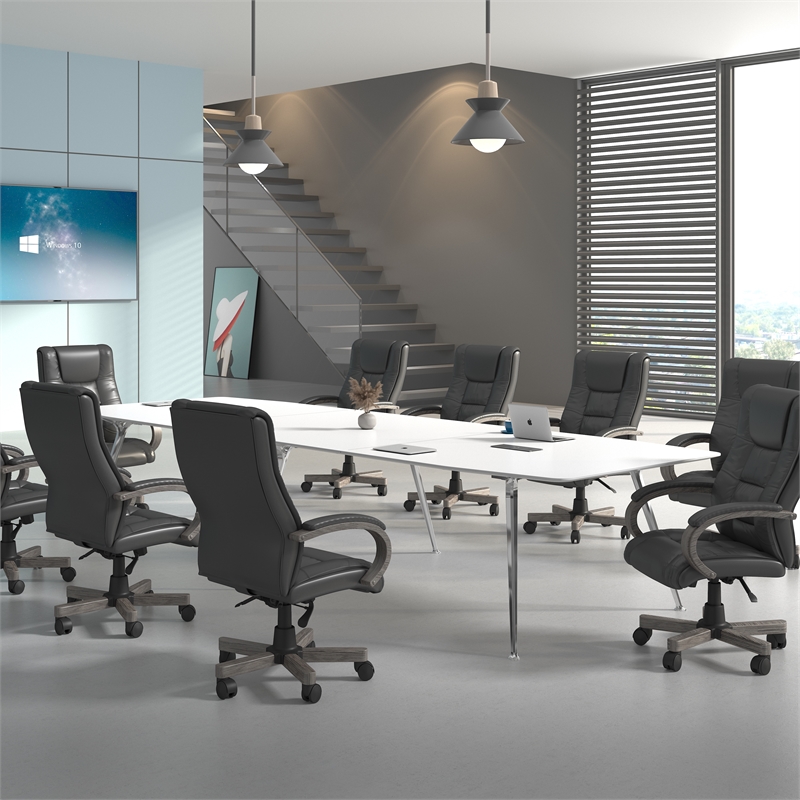 Pemberly Row High Back Executive Chair in Black Upholstery/Gray Wood