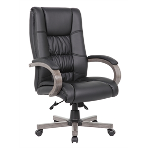 Pemberly Row High Back Executive Chair in Black Upholstery/Gray Wood