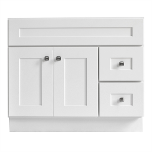 Pemberly Row 36&quot Bathroom Vanity Shaker Wood Fully Assembled in White