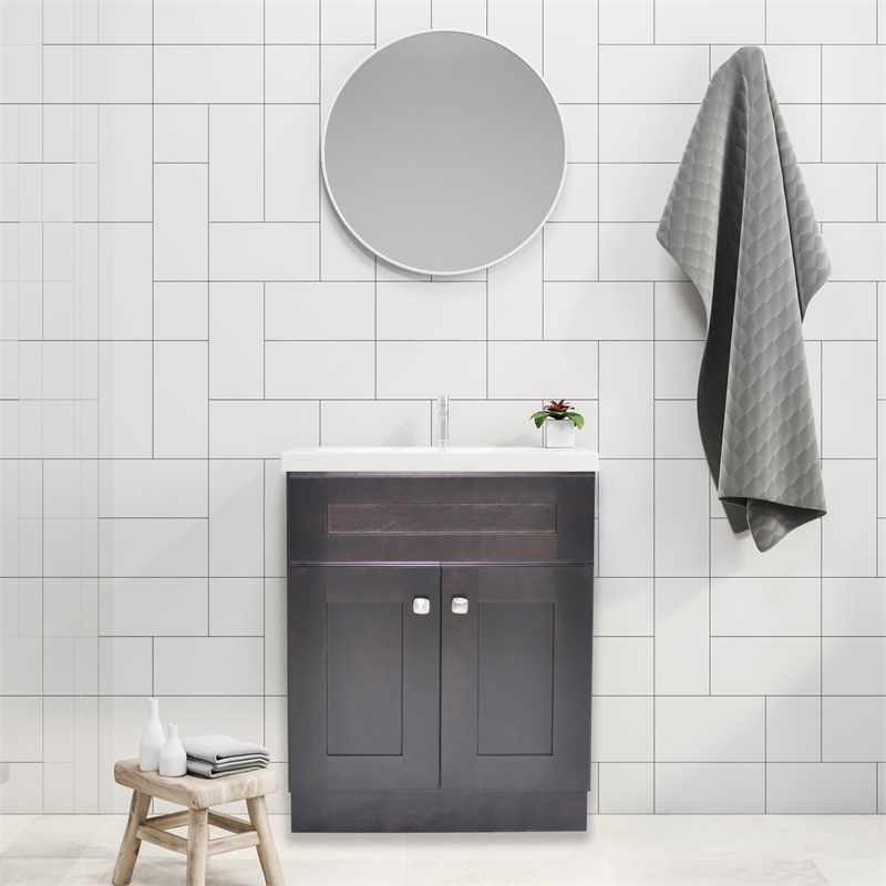 Pemberly Row Contemporary Wood Vanity without Top-Espresso 24in x 18in