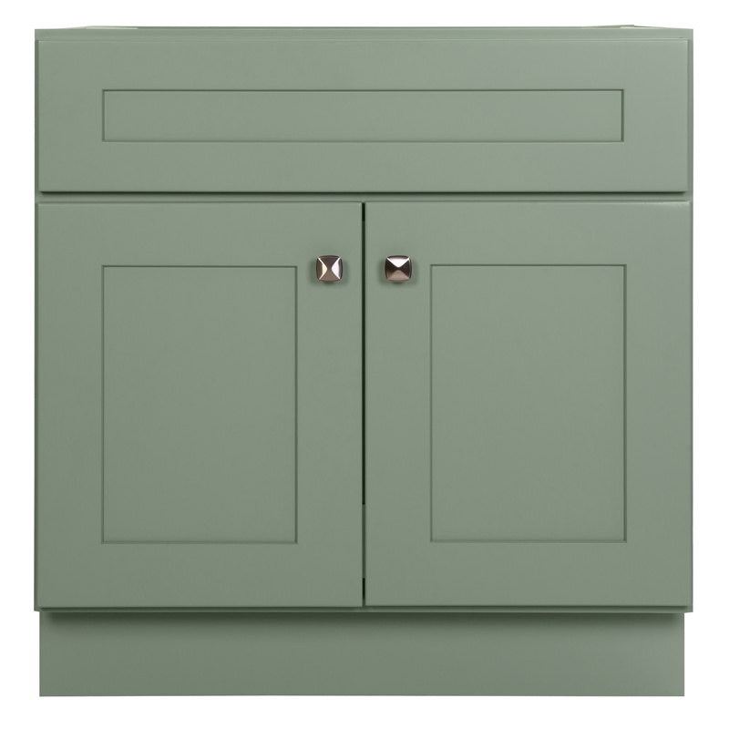 Pemberly Row Wood Vanity Without Top in Morning Fog Unassembled 30