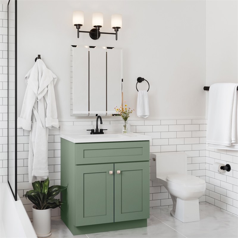 Pemberly Row Wood Vanity Without Top in Morning Fog Unassembled 30