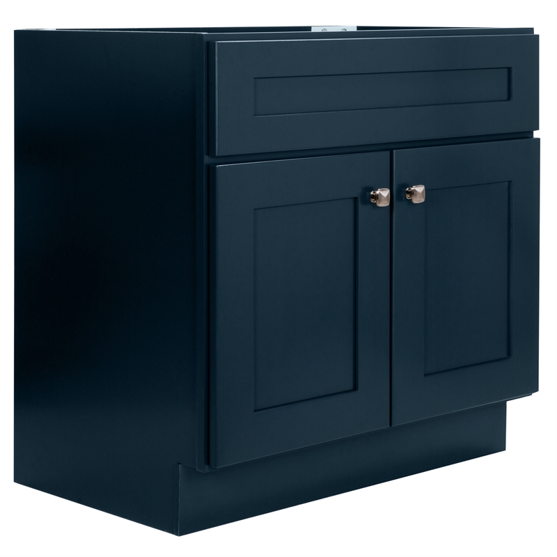 Pemberly Row Wood Vanity Without Top in Dark Navy Unassembled 30