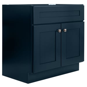 Pemberly Row Wood Vanity Without Top in Dark Navy Unassembled 30&quot