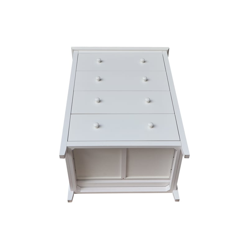 Pemberly Row Solid Wood Bedroom Dresser/Chest with 4 Drawers in White