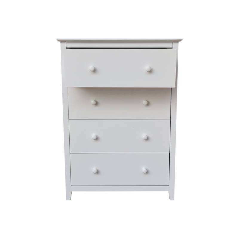Pemberly Row Solid Wood Bedroom Dresser/Chest with 4 Drawers in White