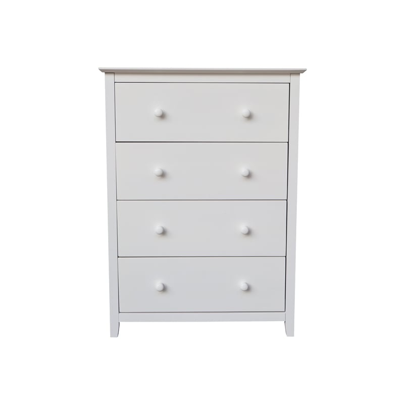 Pemberly Row Solid Wood Bedroom Dresser/Chest with 4 Drawers in White