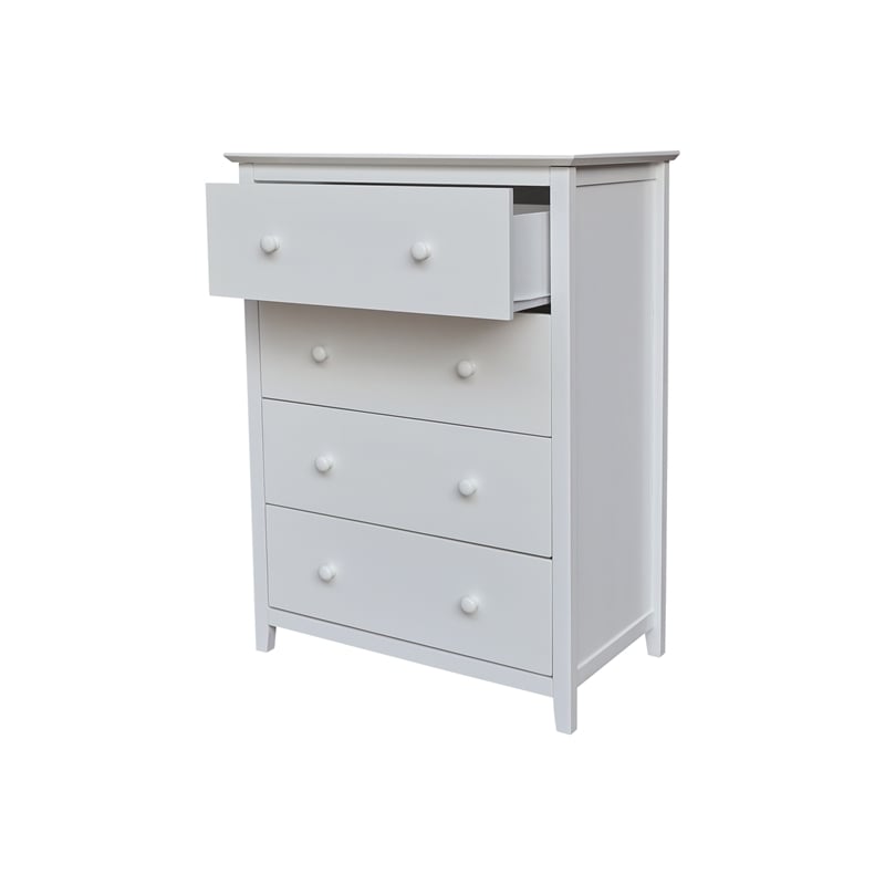 Pemberly Row Solid Wood Bedroom Dresser/Chest with 4 Drawers in White