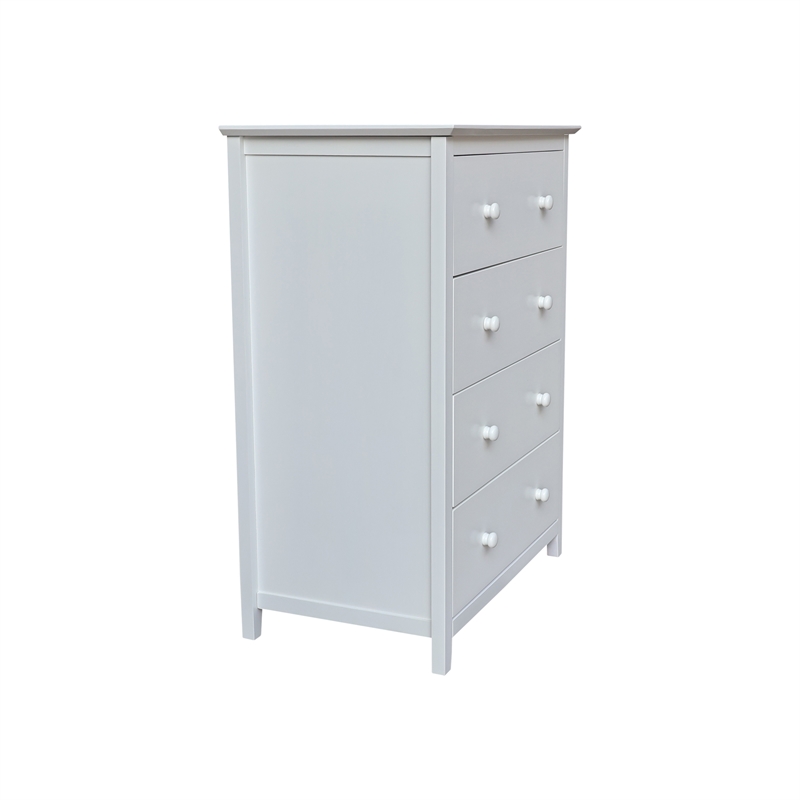 Pemberly Row Solid Wood Bedroom Dresser/Chest with 4 Drawers in White
