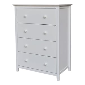 Pemberly Row Solid Wood Bedroom Dresser/Chest with 4 Drawers in White