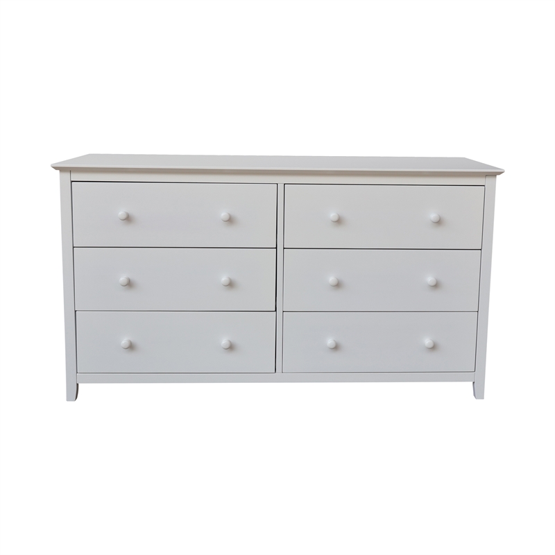 Pemberly Row Solid Wood Bedroom Dresser with 6 Drawers in White