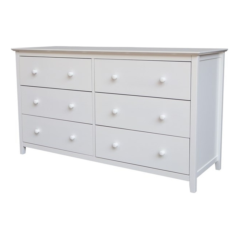 Pemberly Row Solid Wood Bedroom Dresser with 6 Drawers in White