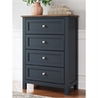 Pemberly Row Solid Wood 4-Drawers Bedroom Chest in Dark Slate Blue