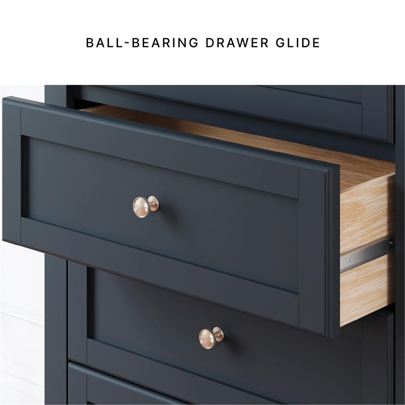 Pemberly Row Solid Wood 4-Drawers Bedroom Chest in Dark Slate Blue