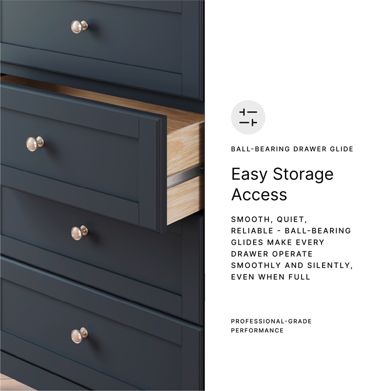 Pemberly Row Solid Wood 4-Drawers Bedroom Chest in Dark Slate Blue