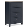 Pemberly Row Solid Wood 4-Drawers Bedroom Chest in Dark Slate Blue