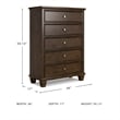 Pemberly Row Solid Wood 5-Drawers Bedroom Chest in Brownish Cherry