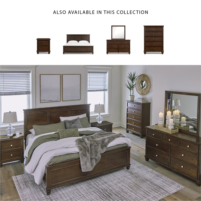 Pemberly Row Solid Wood 5-Drawers Bedroom Chest in Brownish Cherry