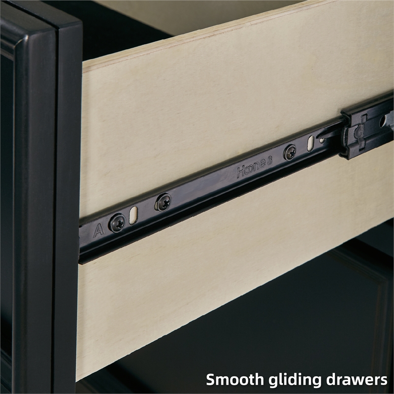 Pemberly Row Contemporary Solid Wood 5-Drawers Bedroom Chest in Black