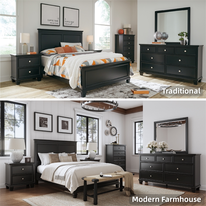 Pemberly Row Contemporary Solid Wood 5-Drawers Bedroom Chest in Black