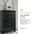 Pemberly Row Contemporary Solid Wood 5-Drawers Bedroom Chest in Black