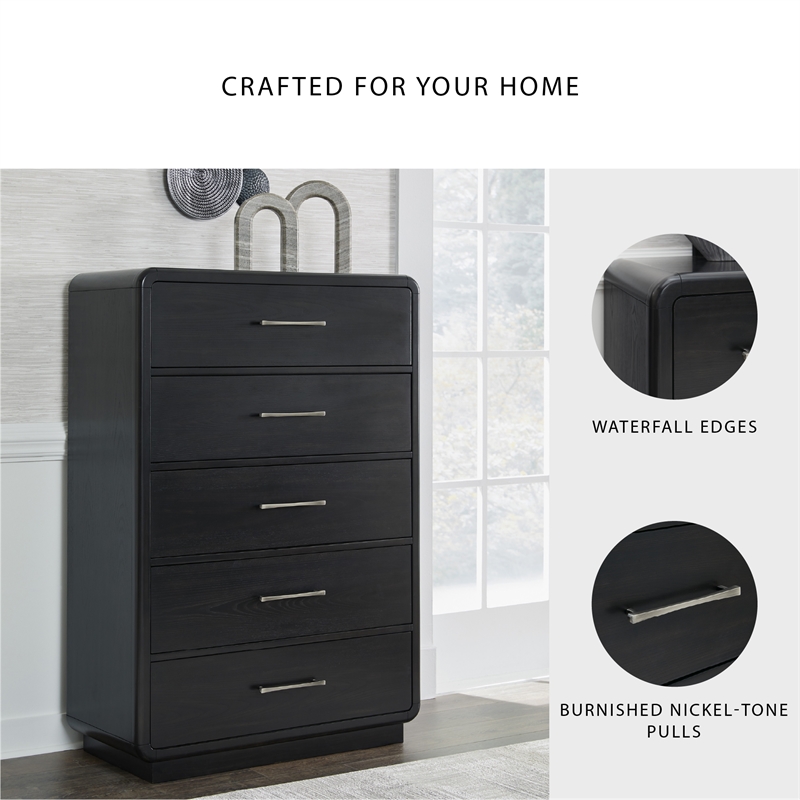 Pemberly Row Wooden Modern / Contemporary Black Chest of Drawers