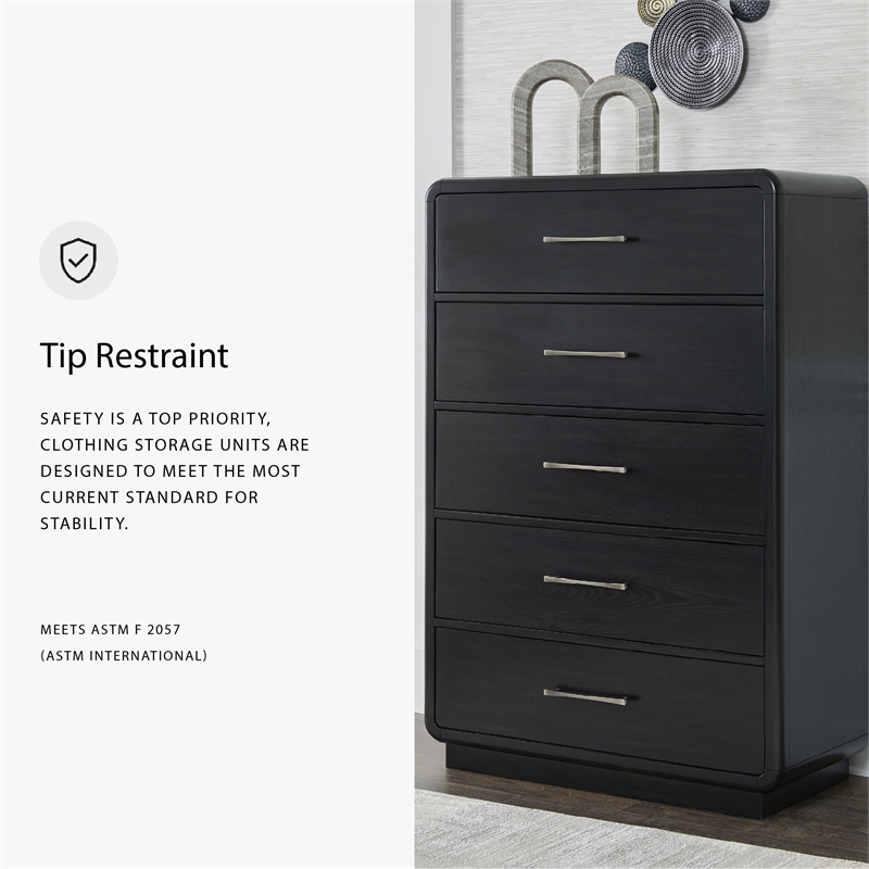 Pemberly Row Wooden Modern / Contemporary Black Chest of Drawers