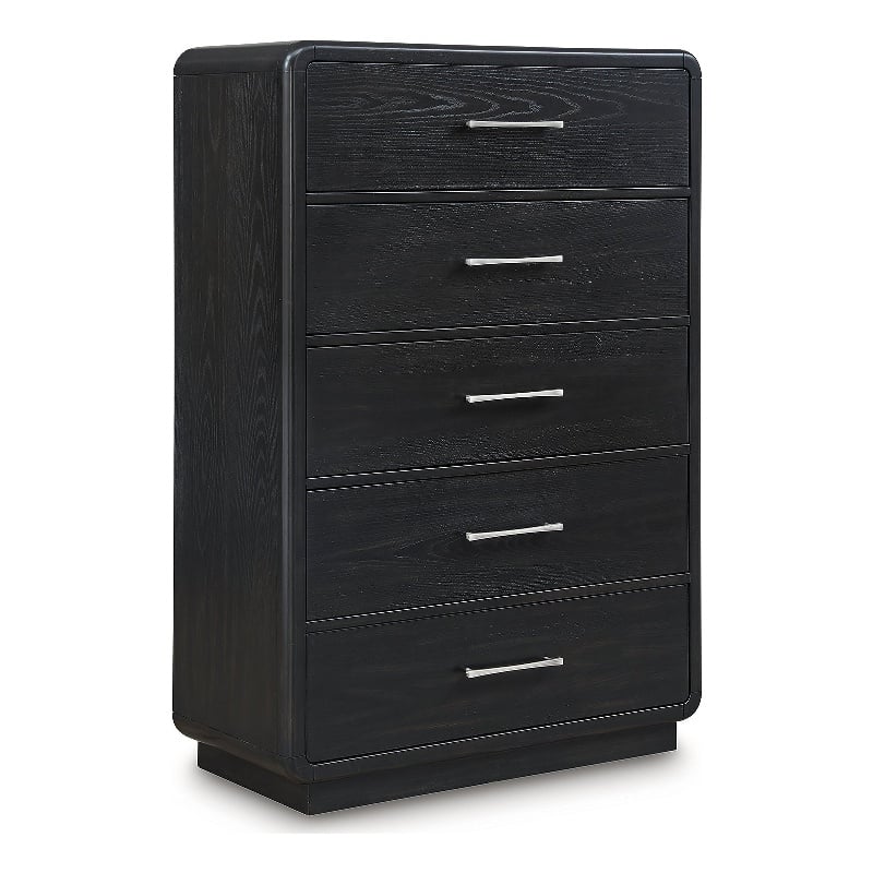 Pemberly Row Wooden Modern / Contemporary Black Chest of Drawers
