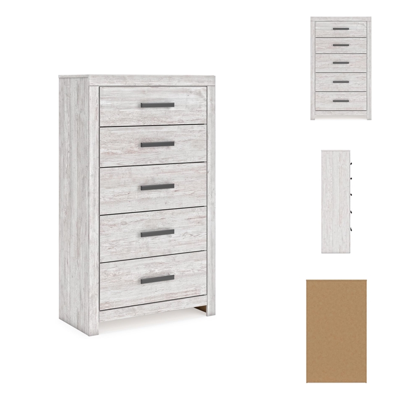 Pemberly Row Engineered Wood Contemporary Light Gray Chest of Drawers