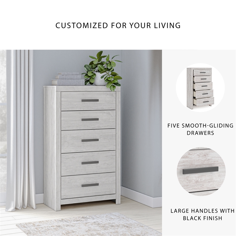 Pemberly Row Engineered Wood Contemporary Light Gray Chest of Drawers
