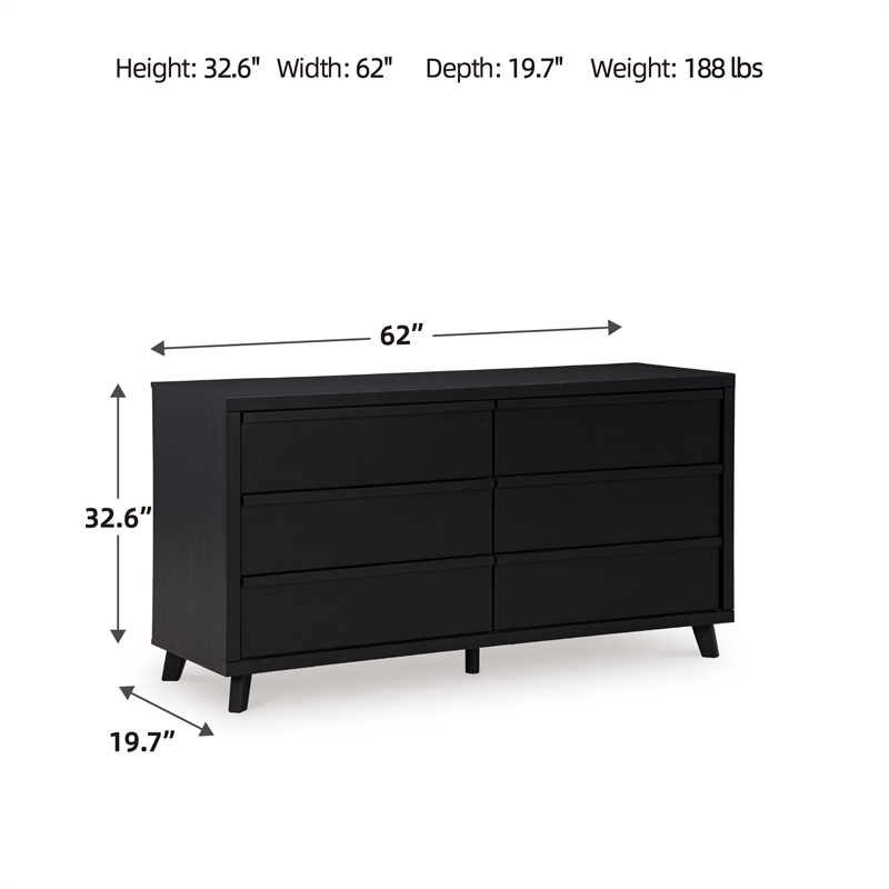 Pemberly Row Engineered Wood Modern / Contemporary Black Dresser