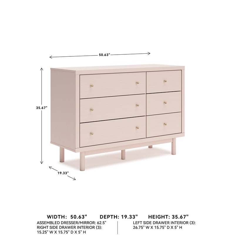 Pemberly Row Engineered Wood Modern / Contemporary Blush Dresser