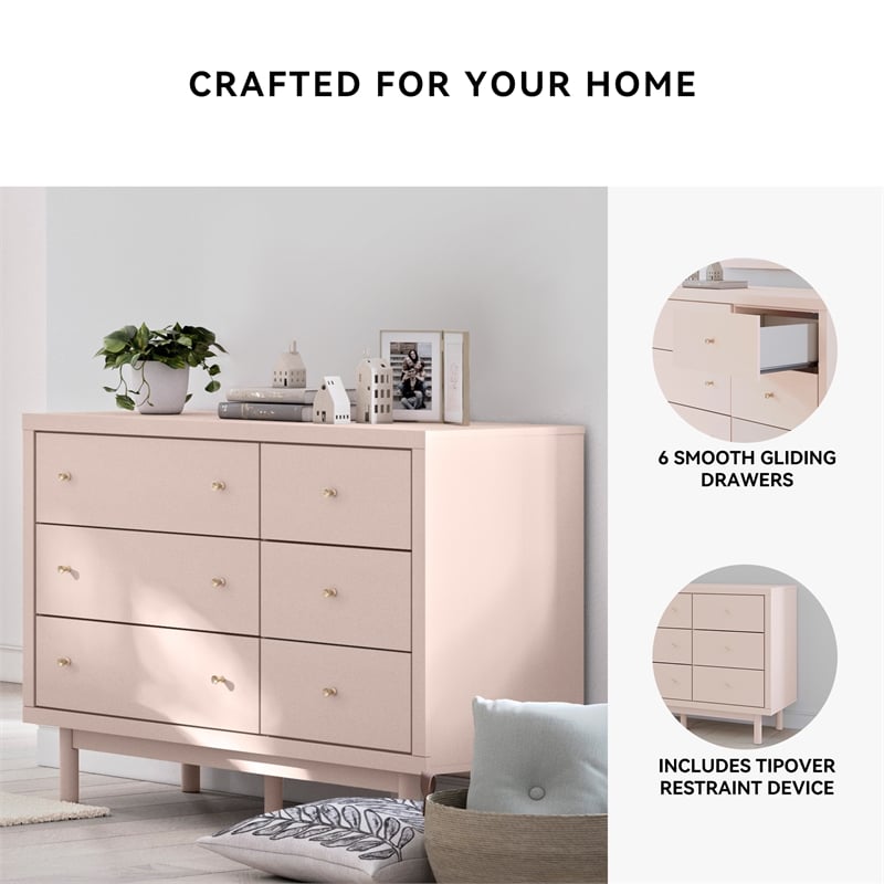 Pemberly Row Engineered Wood Modern / Contemporary Blush Dresser