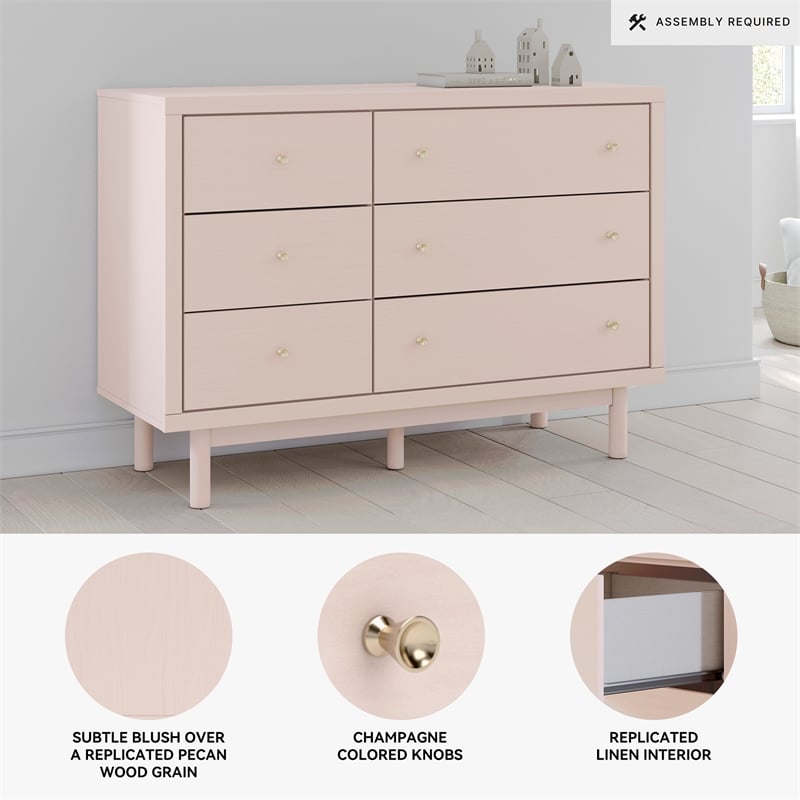 Pemberly Row Engineered Wood Modern / Contemporary Blush Dresser