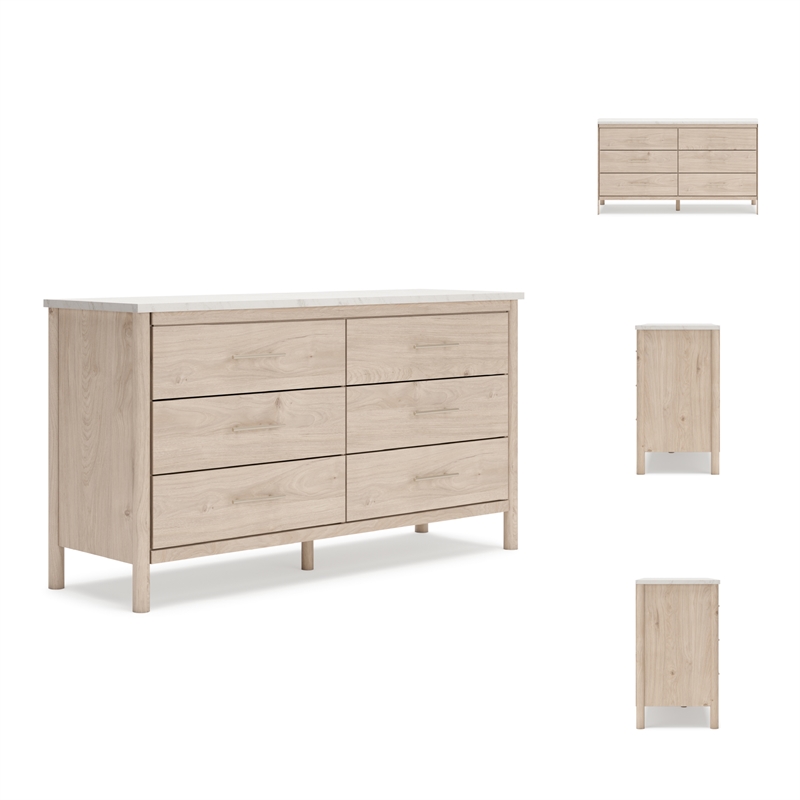 Pemberly Row Engineered Wood Transitional Brown & White Dresser