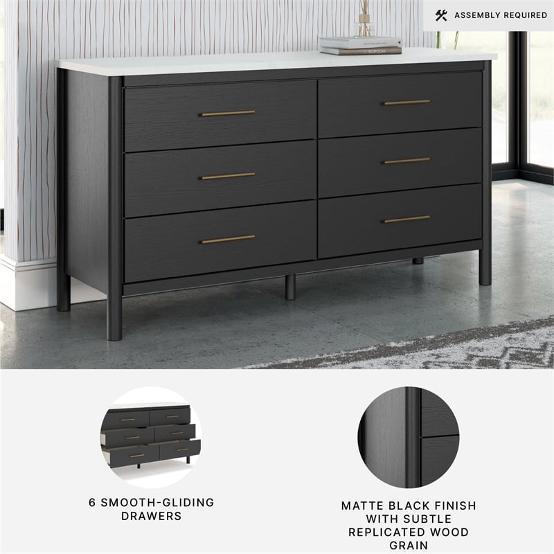 Pemberly Row Engineered Wood Contemporary Black & White Dresser